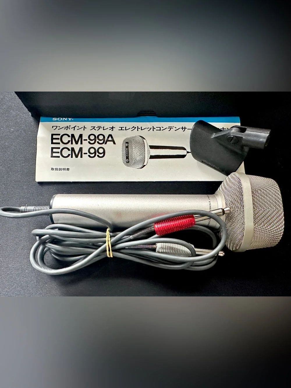 Vintage 1970s Sony ECM-99A Stereo Microphone 600 Ohm & Case NEW Old Stock Japan
